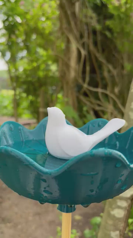 Vogeltränke Blütenzauber mit Vogel | Wetterfest für Garten & Balkon