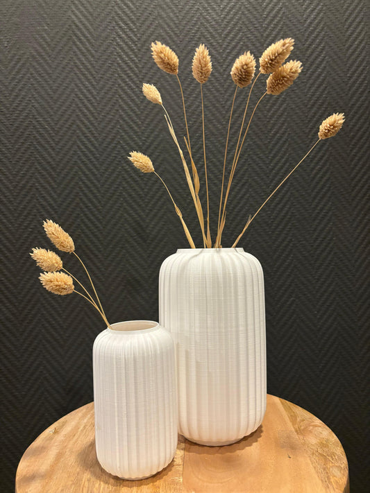 Gerippte Designvase 2er Set im Skandi-Stil für Trockenblumen